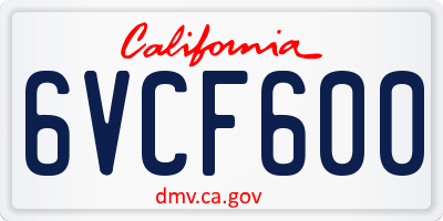 CA license plate 6VCF600