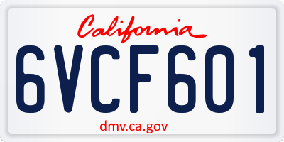CA license plate 6VCF601