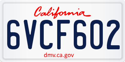 CA license plate 6VCF602