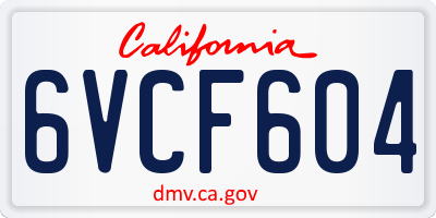 CA license plate 6VCF604
