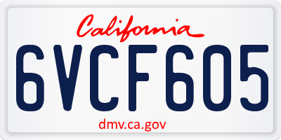 CA license plate 6VCF605