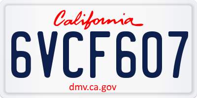 CA license plate 6VCF607