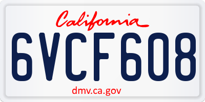 CA license plate 6VCF608