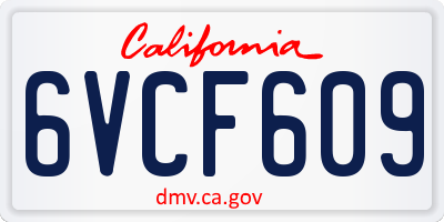 CA license plate 6VCF609