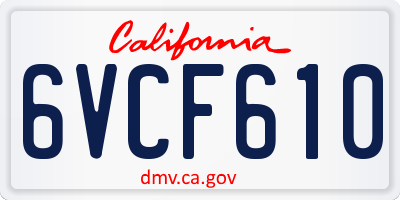 CA license plate 6VCF610