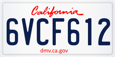 CA license plate 6VCF612