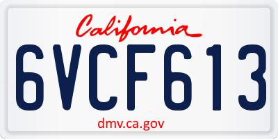 CA license plate 6VCF613