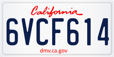 CA license plate 6VCF614