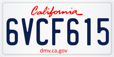 CA license plate 6VCF615