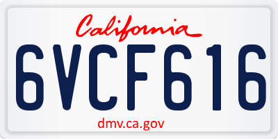 CA license plate 6VCF616