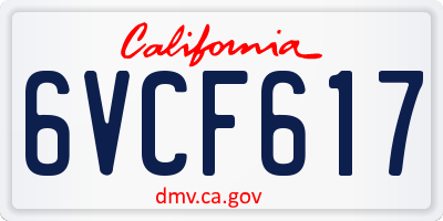 CA license plate 6VCF617