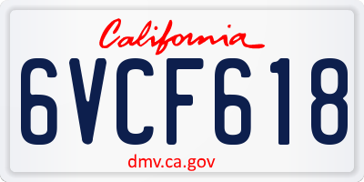 CA license plate 6VCF618