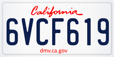 CA license plate 6VCF619