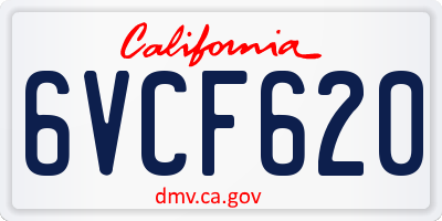 CA license plate 6VCF620