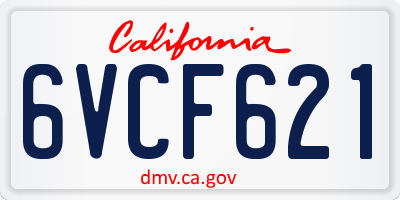 CA license plate 6VCF621