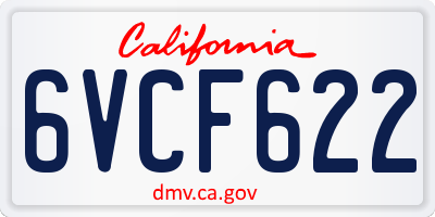 CA license plate 6VCF622