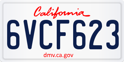CA license plate 6VCF623