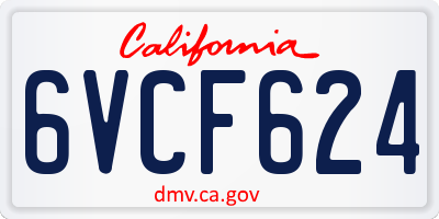 CA license plate 6VCF624