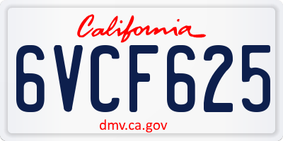 CA license plate 6VCF625