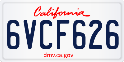 CA license plate 6VCF626
