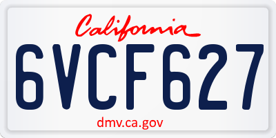 CA license plate 6VCF627