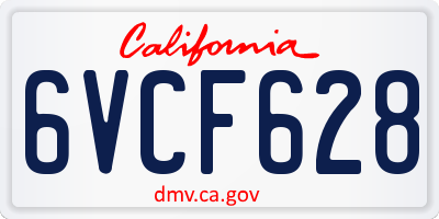 CA license plate 6VCF628