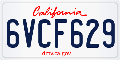 CA license plate 6VCF629
