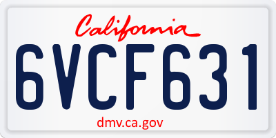CA license plate 6VCF631