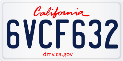 CA license plate 6VCF632