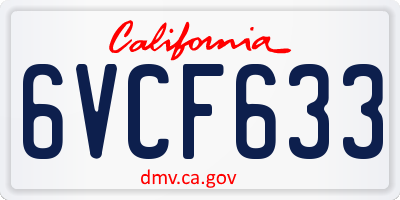 CA license plate 6VCF633