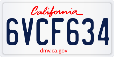 CA license plate 6VCF634