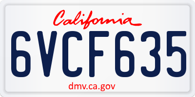 CA license plate 6VCF635