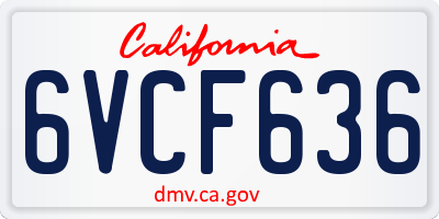 CA license plate 6VCF636