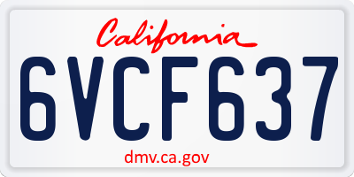 CA license plate 6VCF637