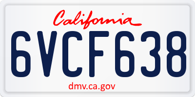 CA license plate 6VCF638