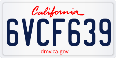 CA license plate 6VCF639