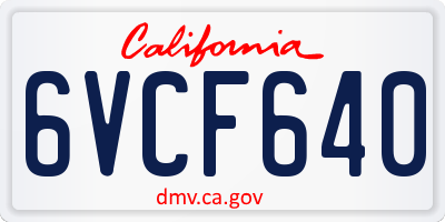 CA license plate 6VCF640