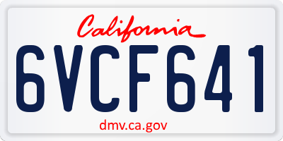 CA license plate 6VCF641