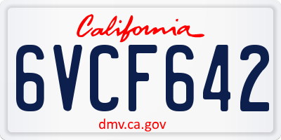 CA license plate 6VCF642