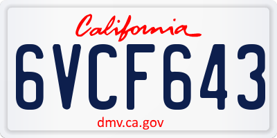 CA license plate 6VCF643