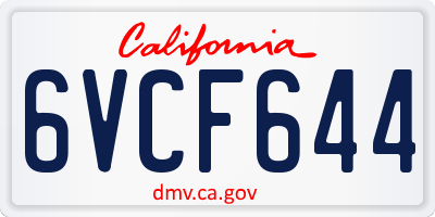 CA license plate 6VCF644