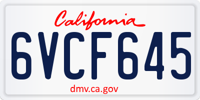 CA license plate 6VCF645