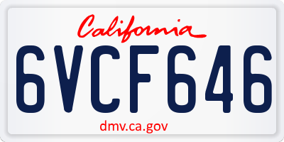 CA license plate 6VCF646