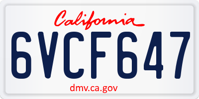 CA license plate 6VCF647