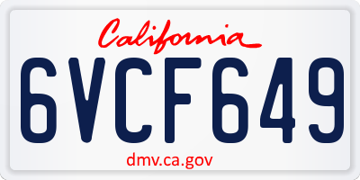 CA license plate 6VCF649