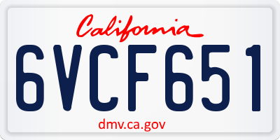 CA license plate 6VCF651