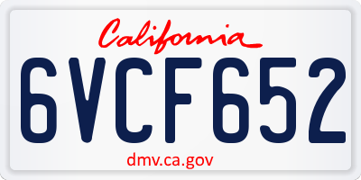 CA license plate 6VCF652