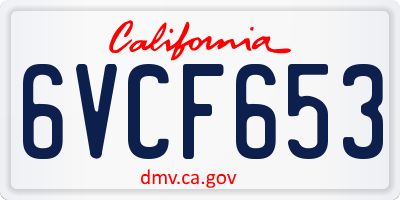CA license plate 6VCF653