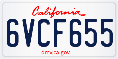 CA license plate 6VCF655