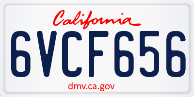 CA license plate 6VCF656